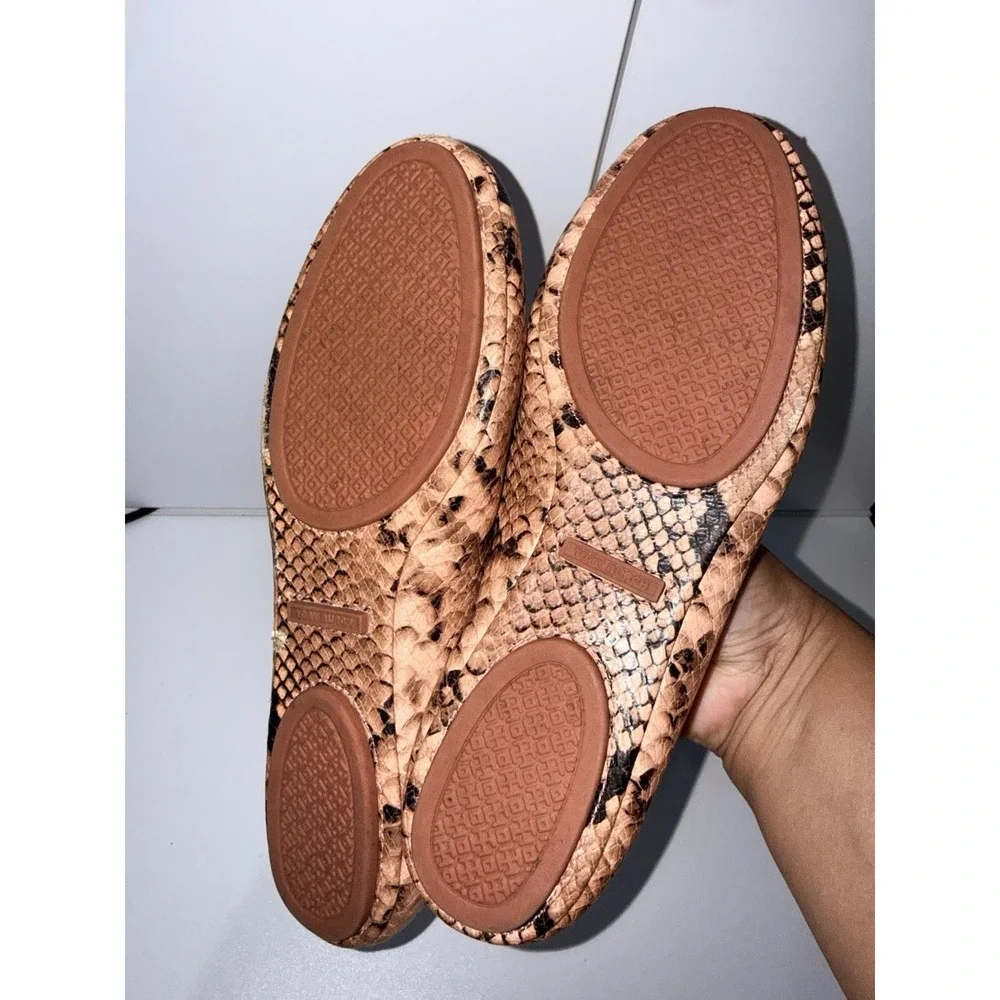 Tory Burch Stamp Snake Printed Leather Mini Travel Ballet Flats‎ Sz 9  1